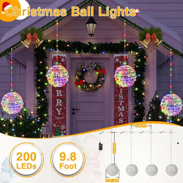 Multicolor Outdoor Ball String Lights connected sets outdoors