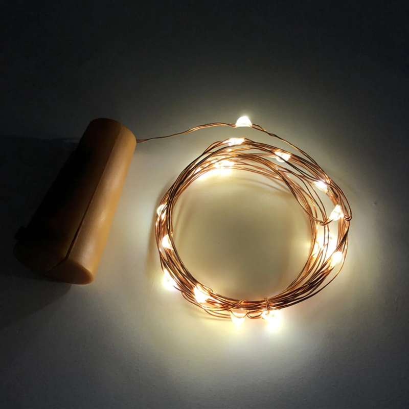 Warm White Mini LED Copper Wire Lights front view
