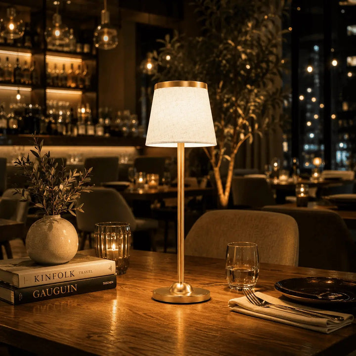 Cordless Fabric Shade Table Lamp base detail