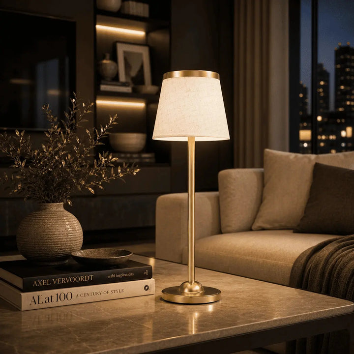 Cordless Fabric Shade Table Lamp side view