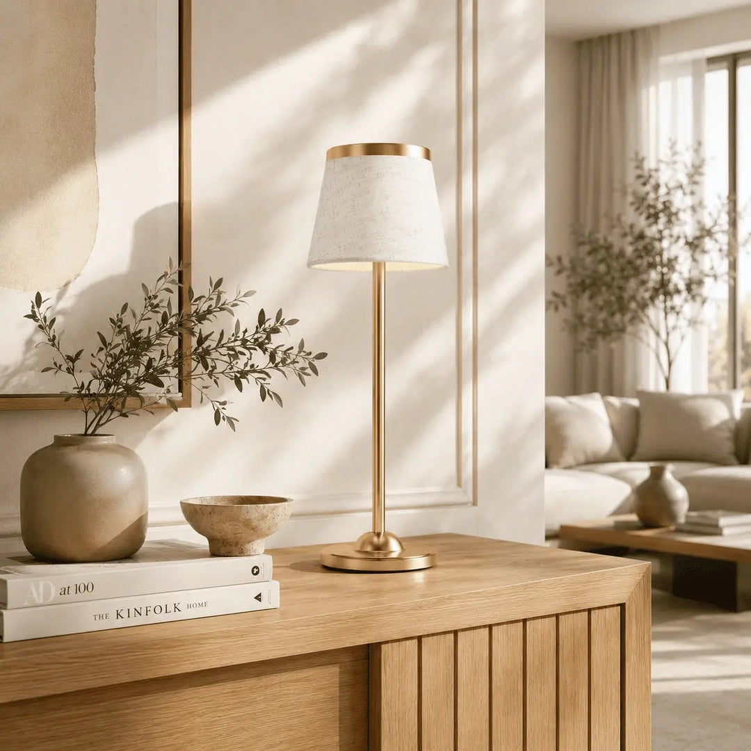 Cordless Fabric Shade Table Lamp touch control detail