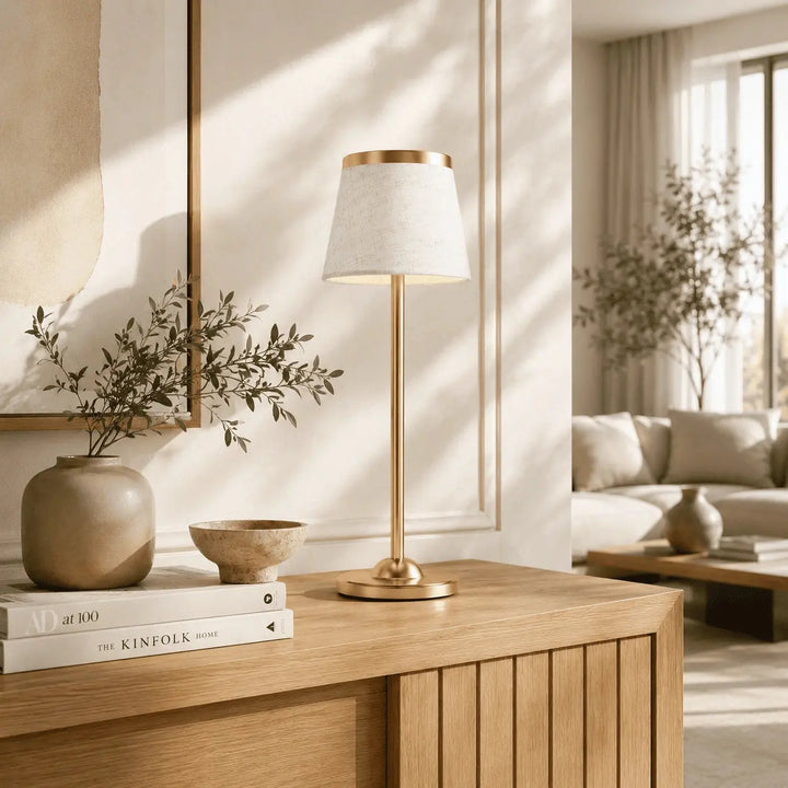 Cordless Fabric Shade Table Lamp touch control detail