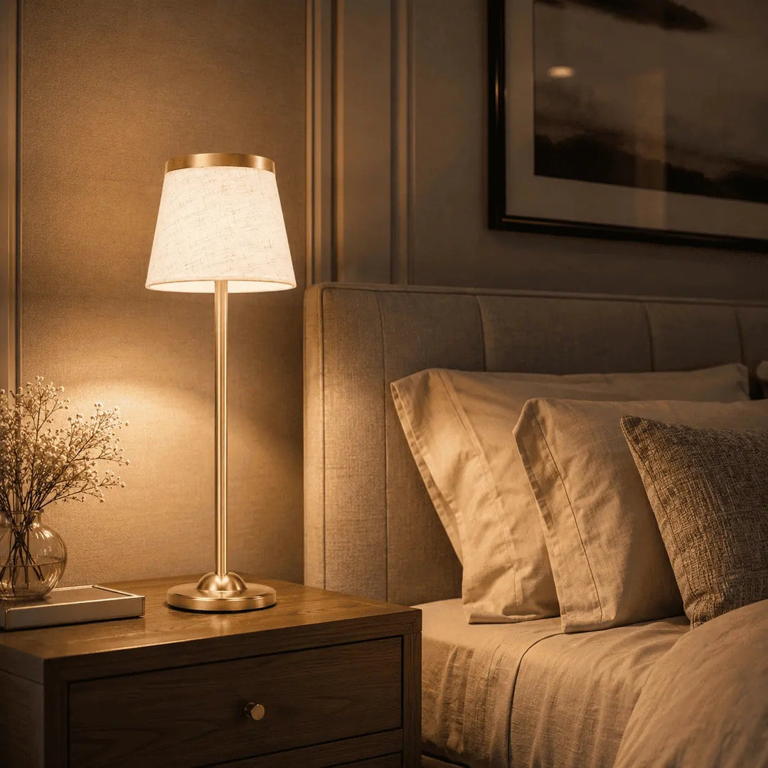 Cordless Fabric Shade Table Lamp bedside lifestyle