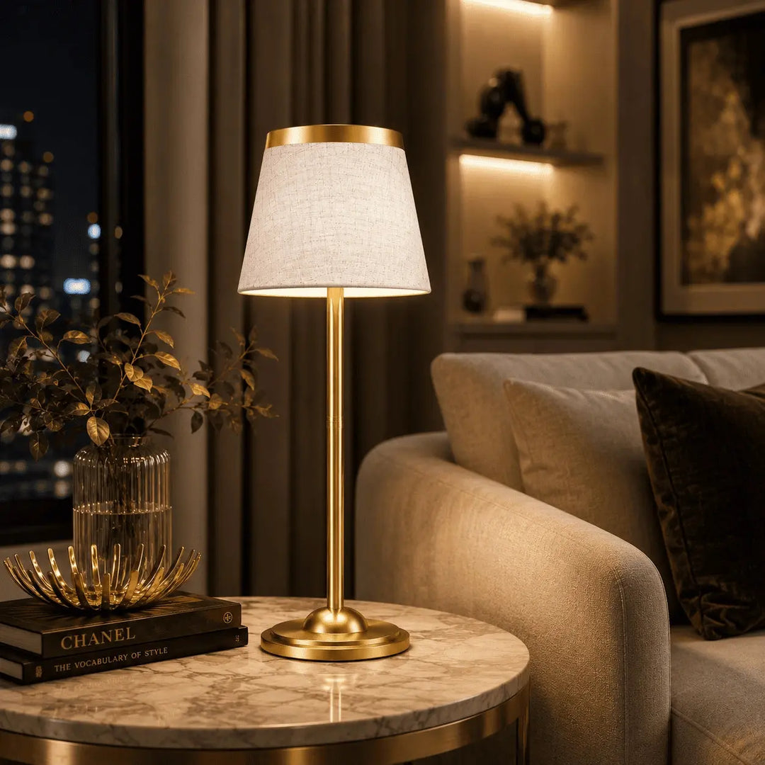 Cordless Fabric Shade Table Lamp full view