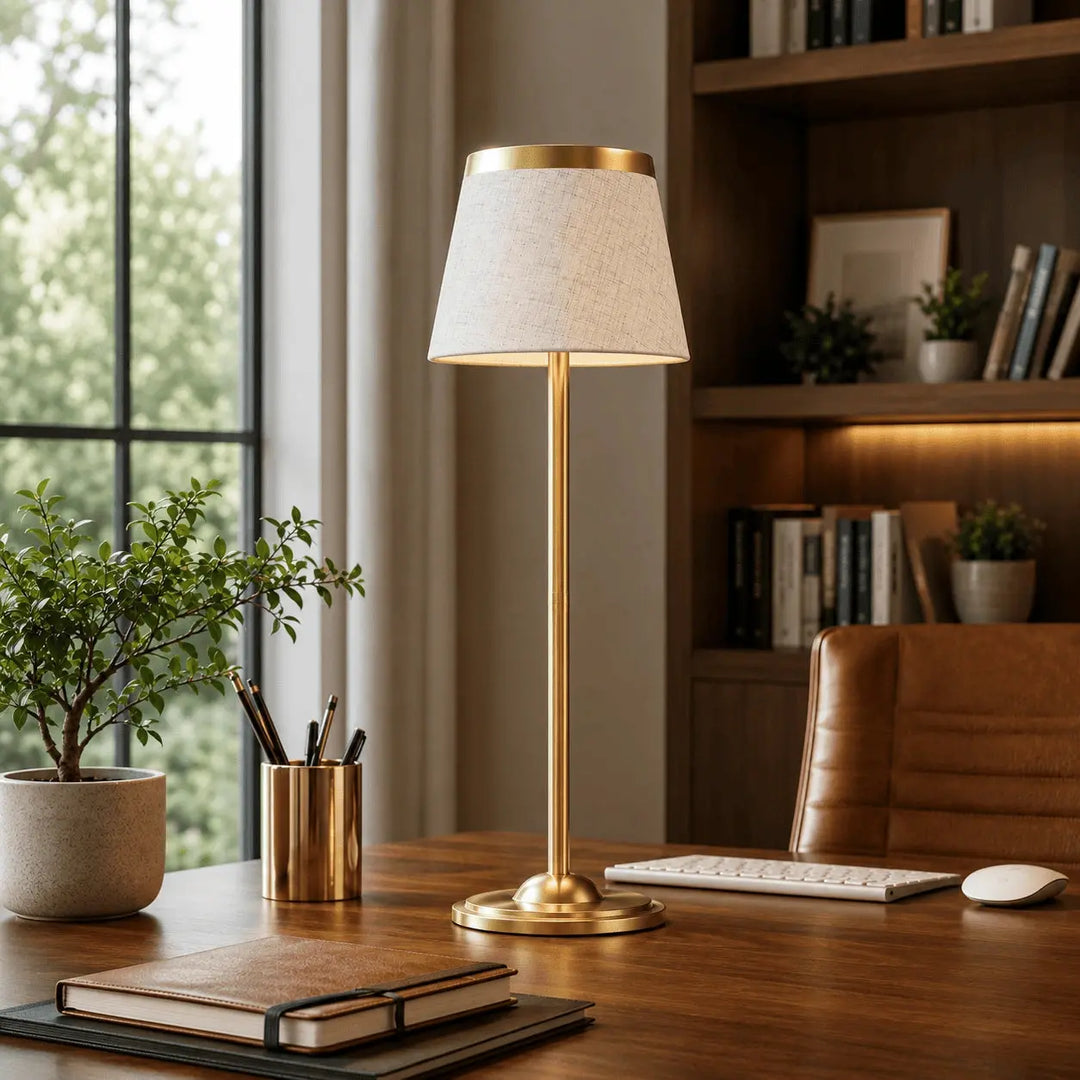 Cordless Fabric Shade Table Lamp dining table lifestyle