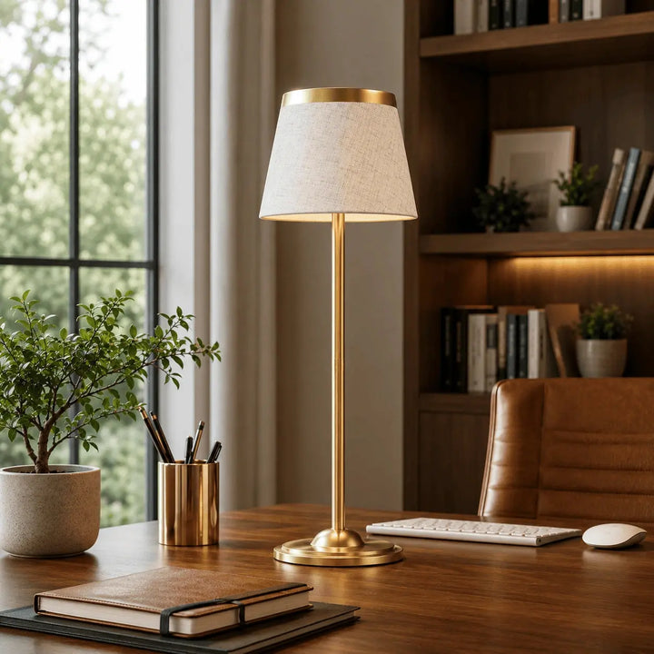Cordless Fabric Shade Table Lamp dining table lifestyle