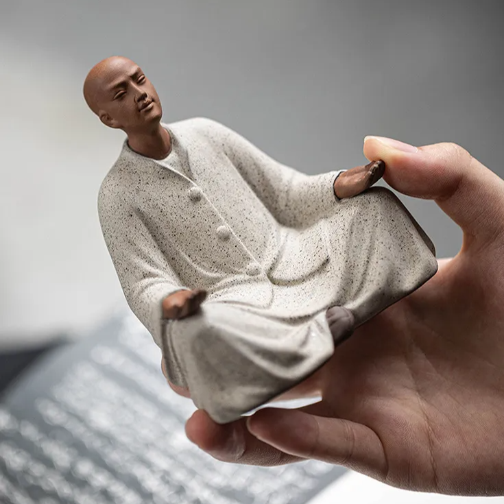 Purple Sand Buddhist Monk Statue