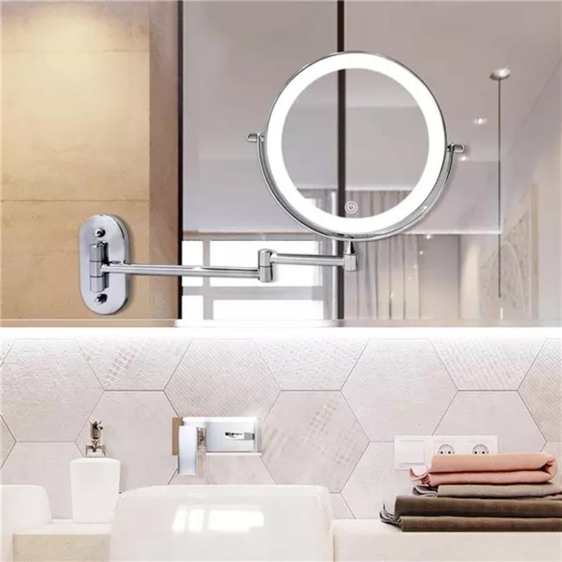 Chrome LED Magnifying Mirror hinge detail