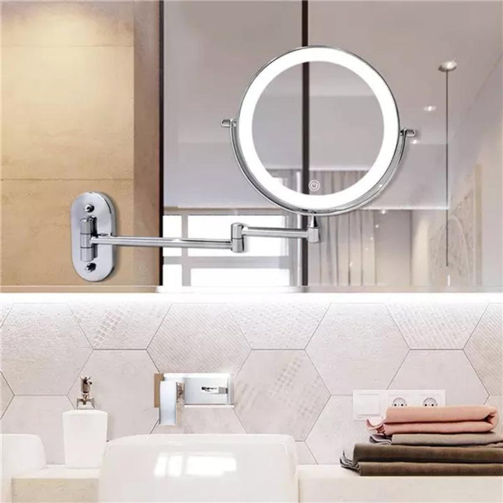 Chrome LED Magnifying Mirror hinge detail