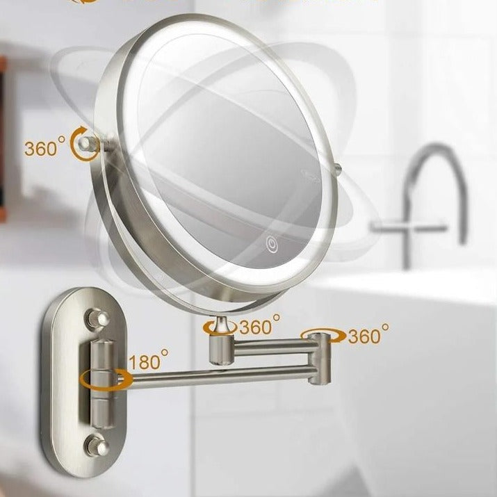 Chrome LED Magnifying Mirror LED light on