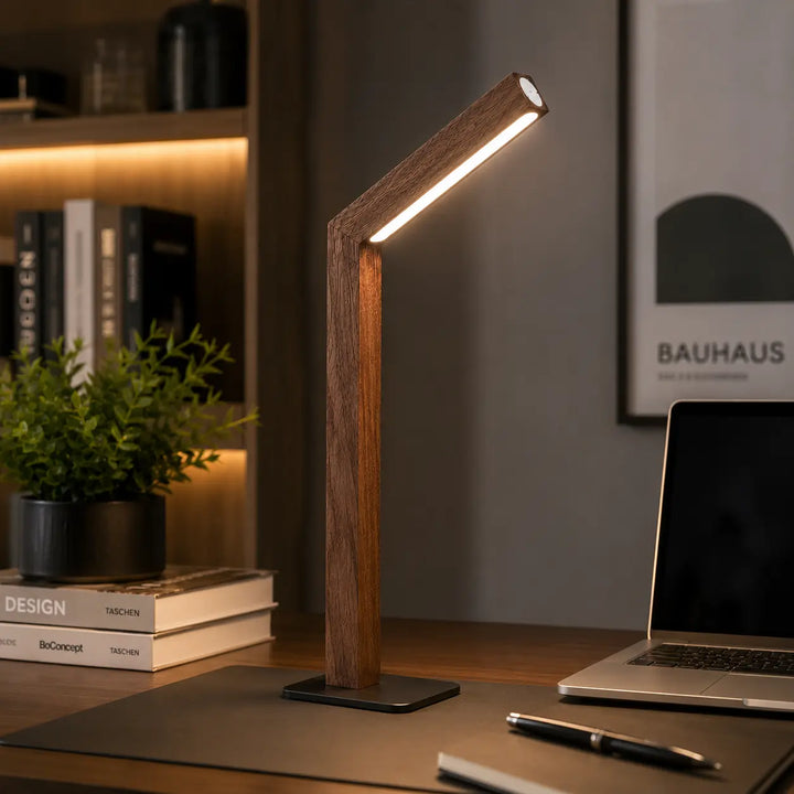 Solid Wood Table Lamp touch control detail