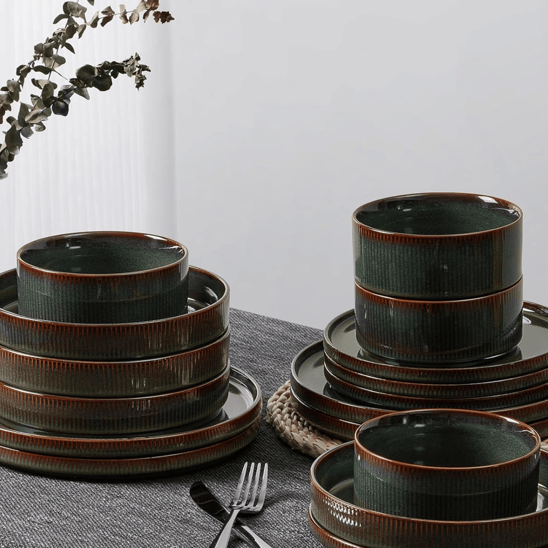 Ribbed Stoneware Dinnerware Set 0