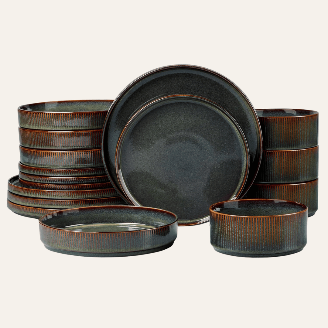 Ribbed Stoneware Dinnerware Set 3