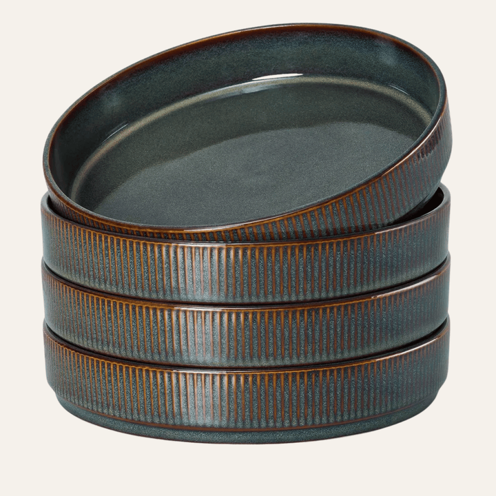 Ribbed Stoneware Dinnerware Set 4