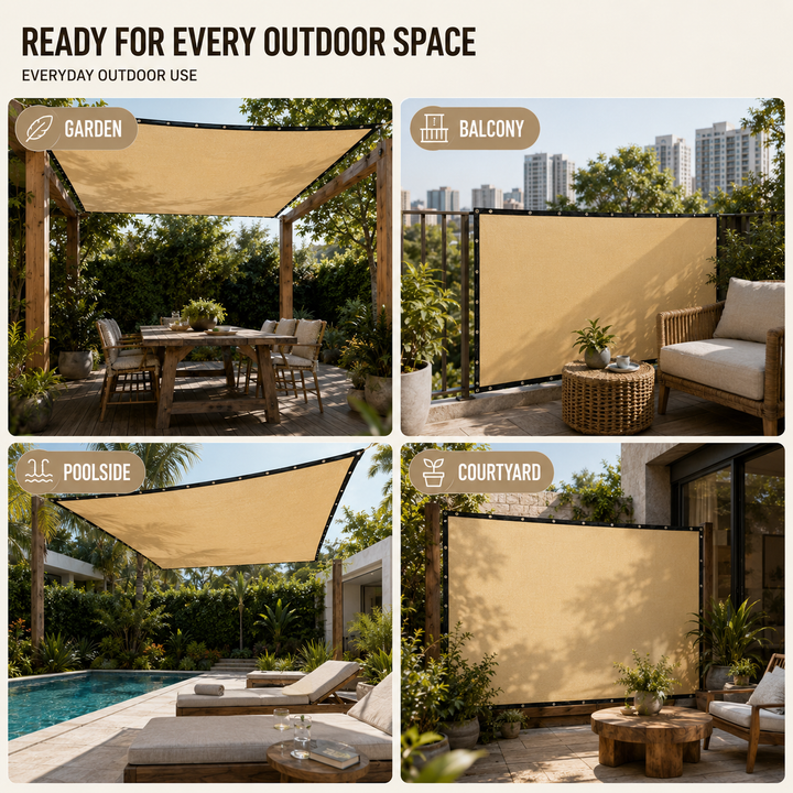 HDPE Rectangular Shade Sail overhead mounted view