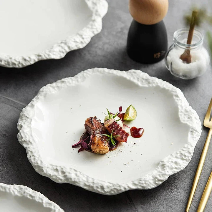 Rustic Textured Ceramic Plate front view