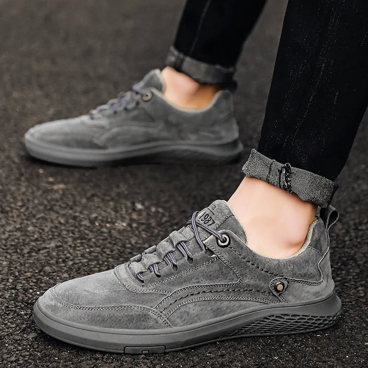 Grey Genuine Suede Casual Sneakers