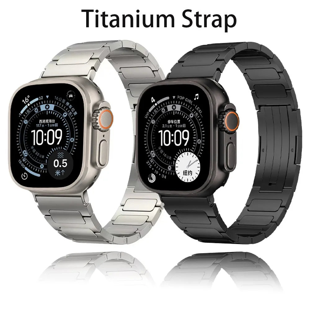 Black Lightweight Titanium Watch Band clasp detail