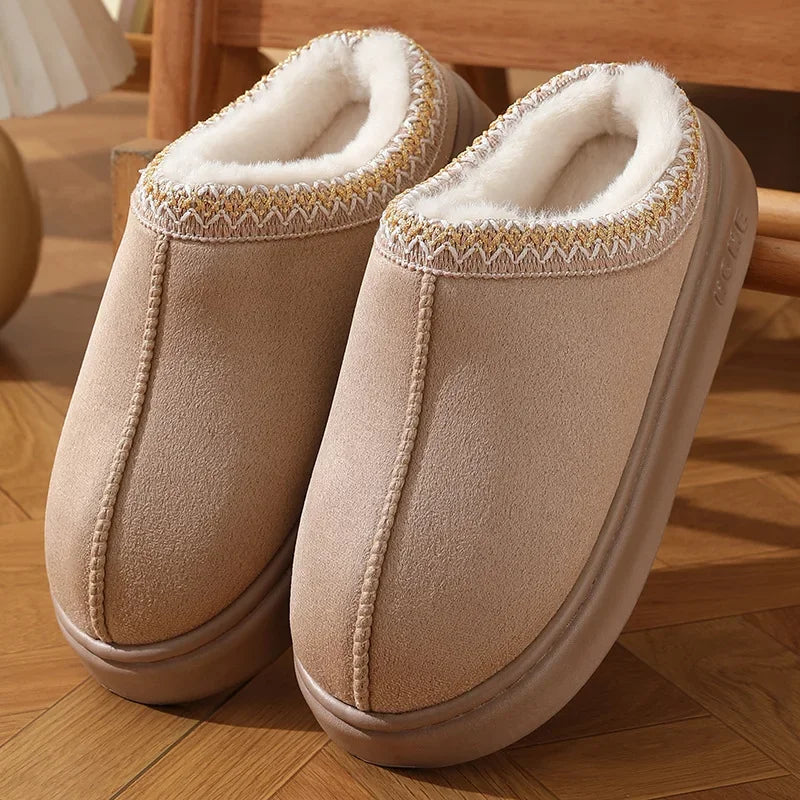 Plush Platform Home Slippers pair top view