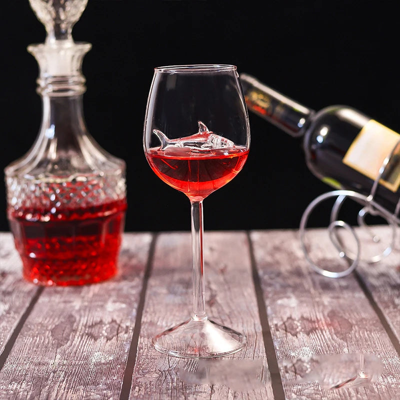 Whimsical Shark Wine Glasses: 300ml Unique Transparent Cocktail Goblets for Parties