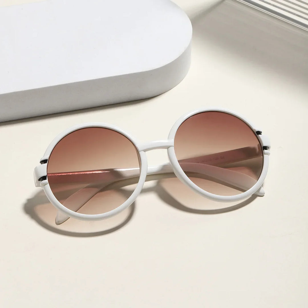 Oversized Round Plastic-Frame Sunglasses
