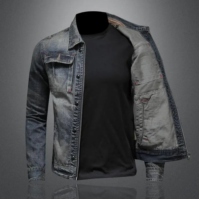 Men's Vintage Denim Jacket: Classic Retro Style, Durable, Comfortable Fit