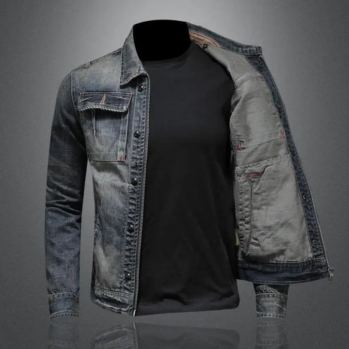 Men's Vintage Denim Jacket: Classic Retro Style, Durable, Comfortable Fit