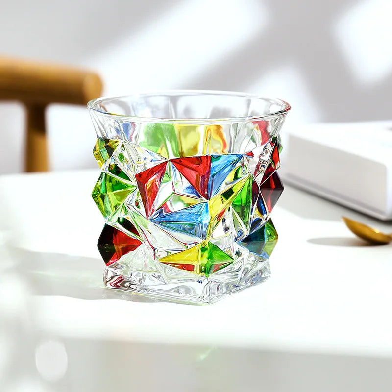 PINNY Aesthetic Stained Crystal Glassware: Vintage European Style Unique Drinking Cups