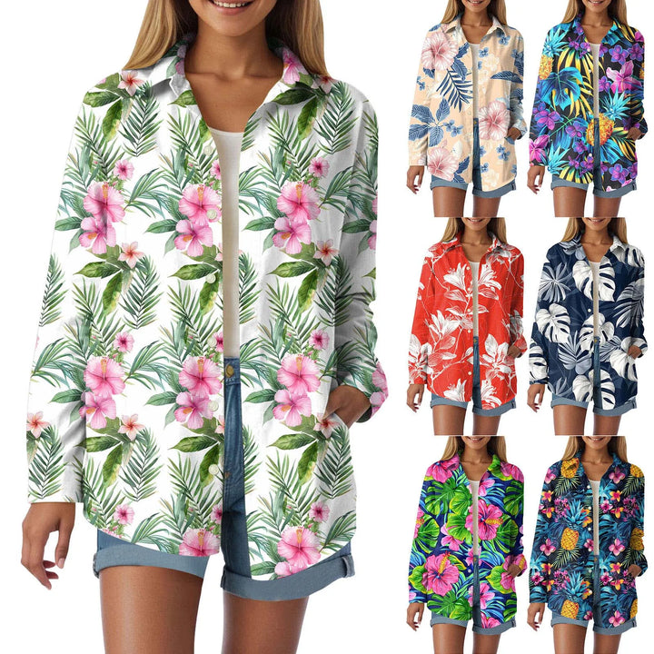 Cotton Tropical Print Shirt flat lay