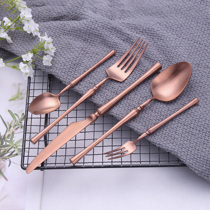 Elegant Matte Rose Gold Stainless Steel Flatware Set – Modern Luxury Cutlery