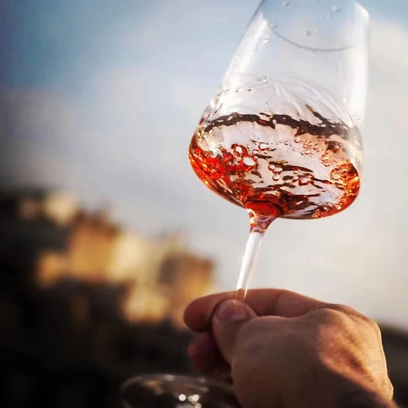 Handmade Thin Crystal Wine Glass stem detail