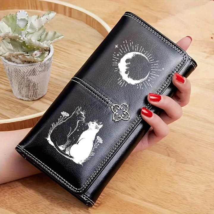Gothic Moon Leather Long Wallet