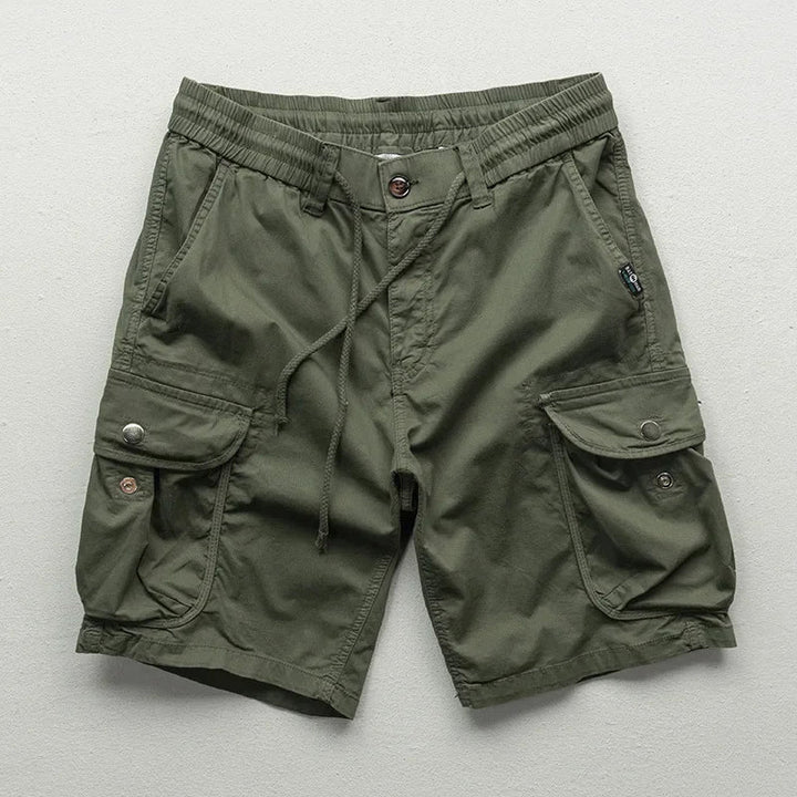 Army Green Relaxed Fit Cotton Cargo Shorts
