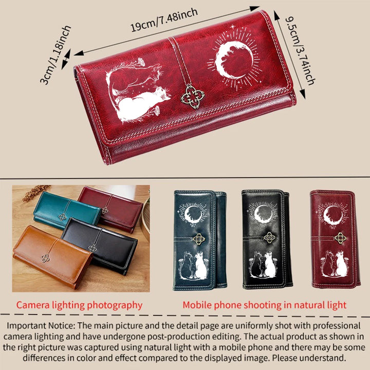 Gothic Moon Leather Long Wallet