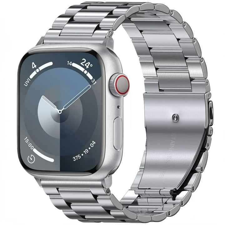 Silver Stainless Steel Metal Watch Strap front view