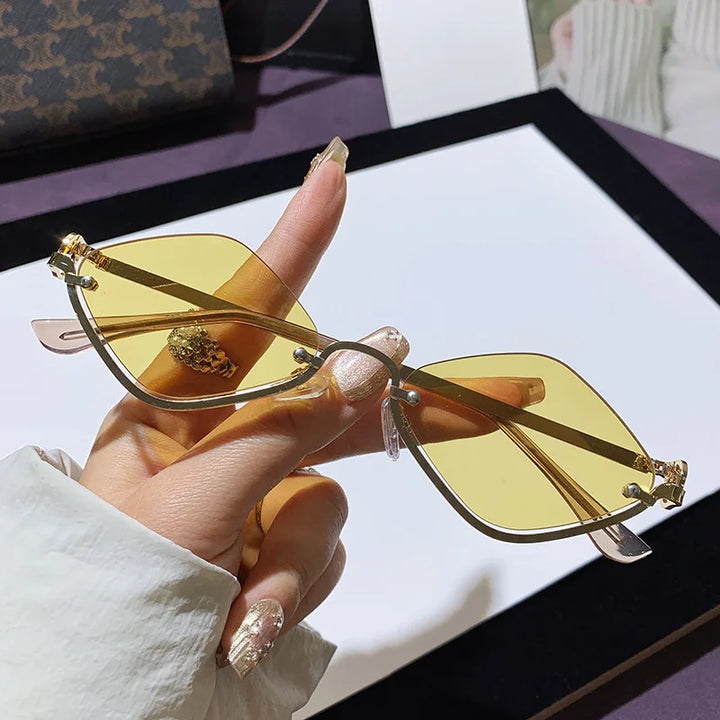 Polygonal Half-Frame Sunglasses