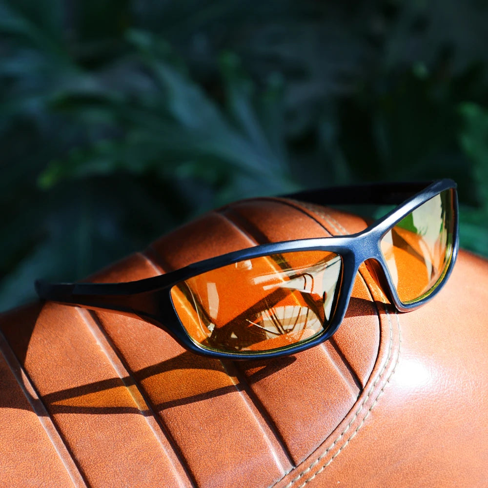 Black frame Amber lens sunglasses front view