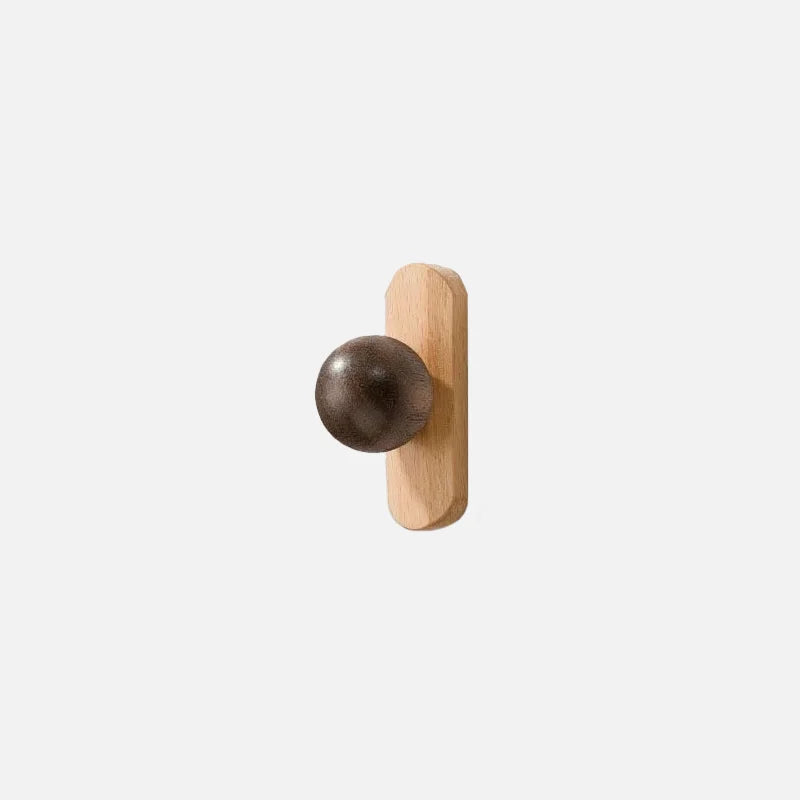 Beech and Walnut two-tone Hemisphere Cabinet Wood Pull short knob