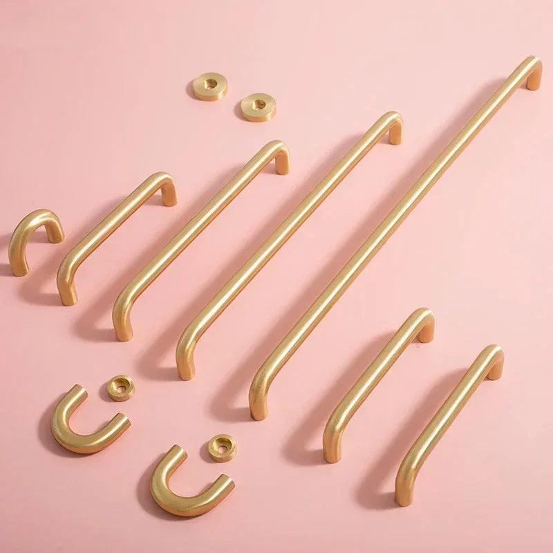 Sculpted Warm Brass Door Handle