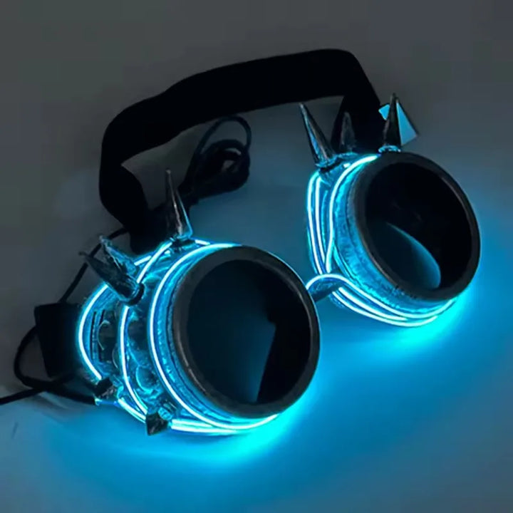 LED Light-Up Party Glasses lit up in the dark