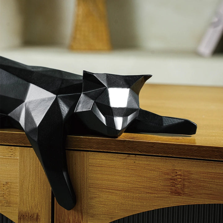 Geometric Cat Figurine Sculpture side view