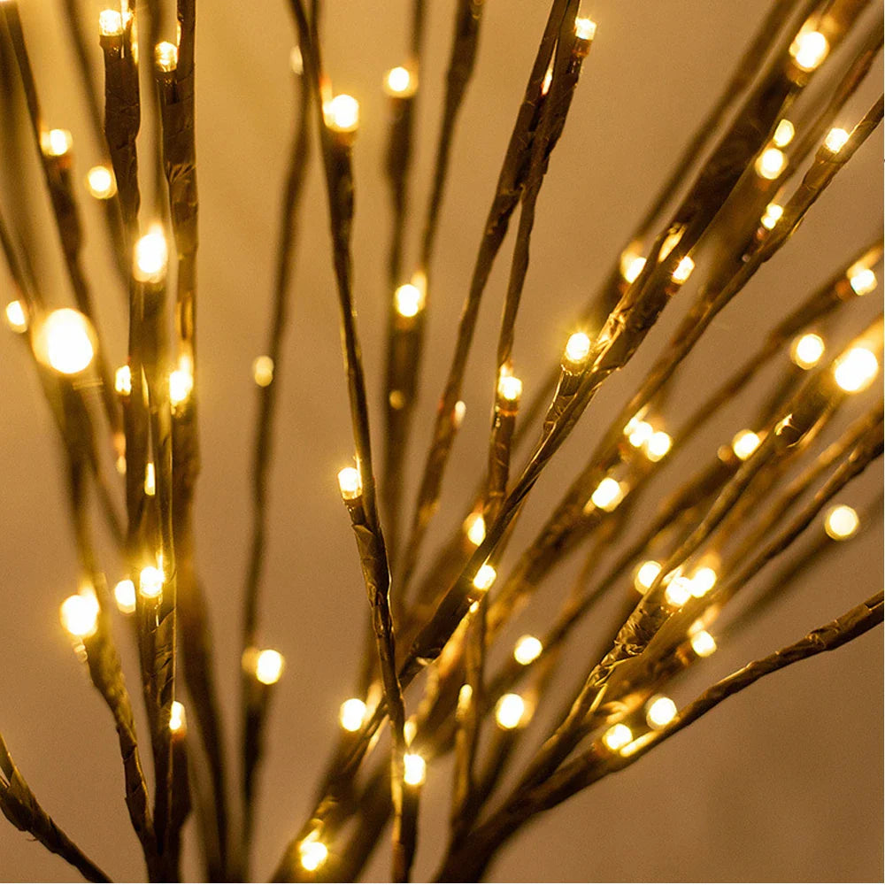 Battery LED Willow Branch lit detail