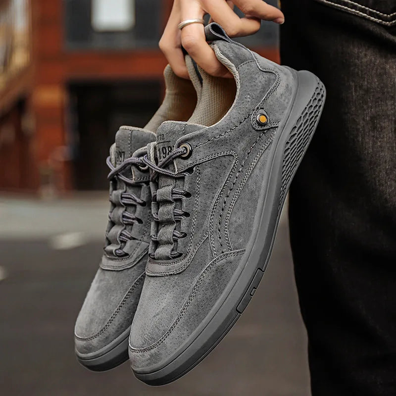 Grey Genuine Suede Casual Sneakers