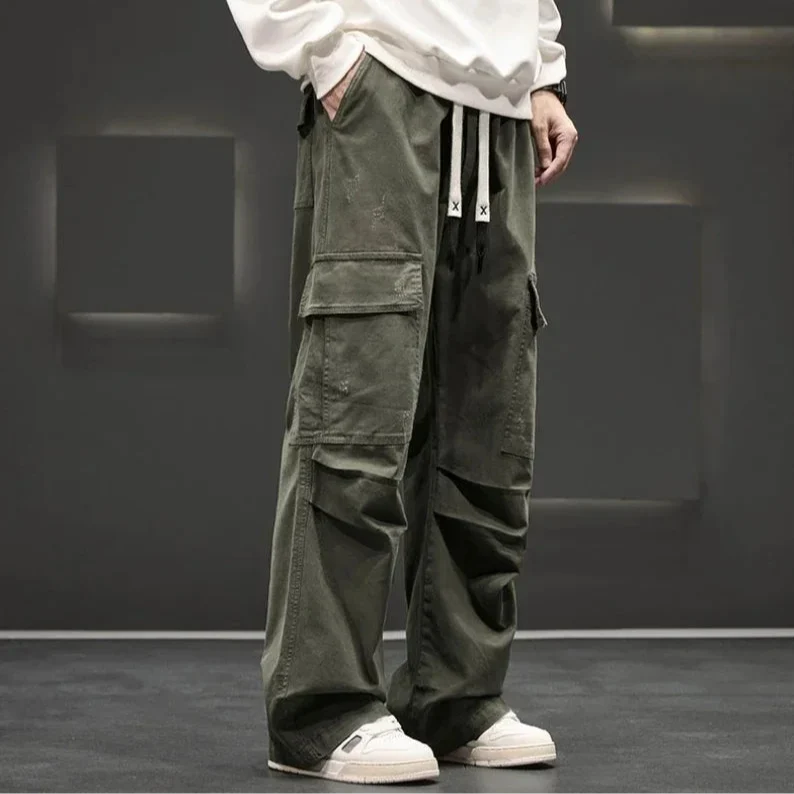 Green Relaxed Fit Cotton Cargo Pants