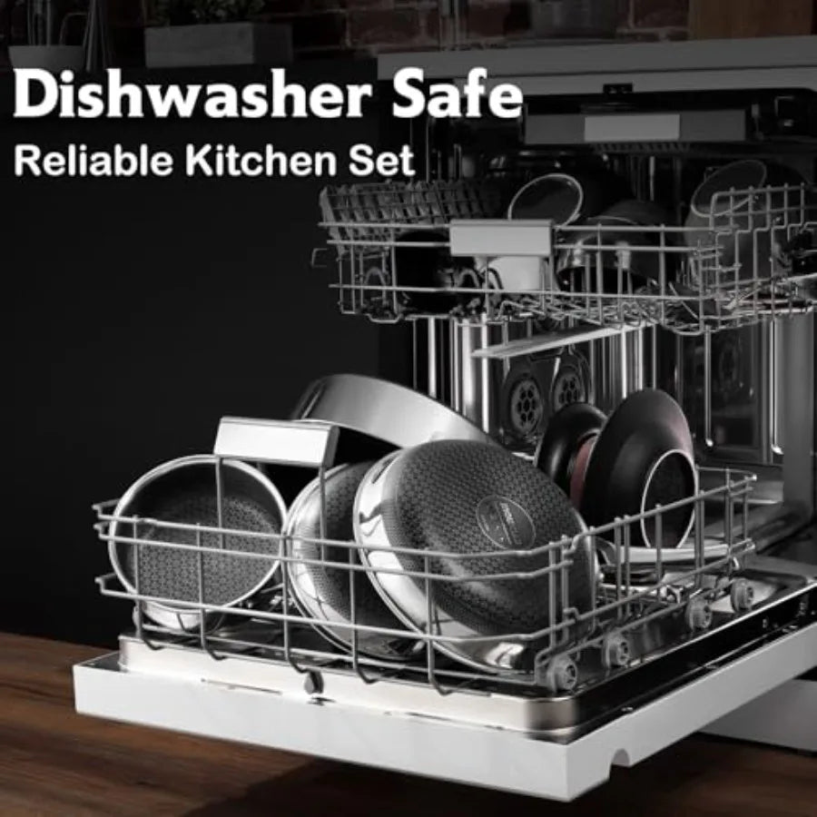 Non-Stick Stainless Steel Cookware Set interior view