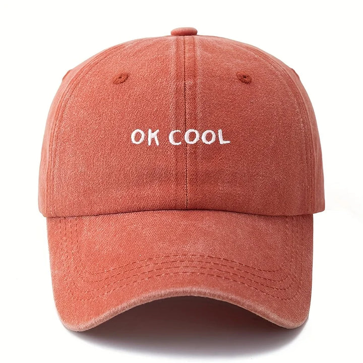 Orange Adjustable Wide-Brim Sun Cap front view