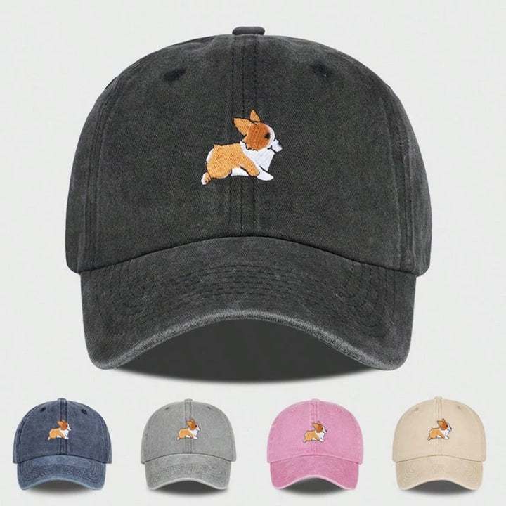 Corgi Embroidered Cotton Dad Cap color options