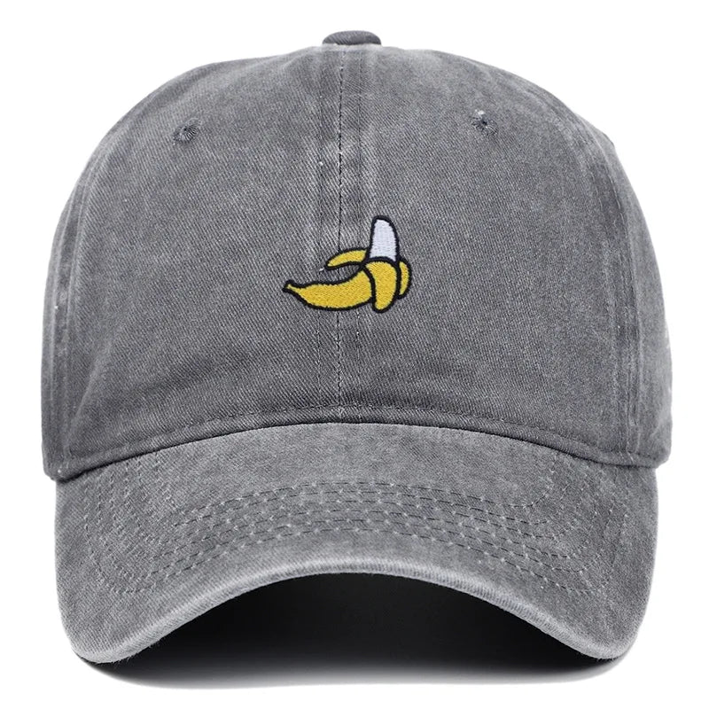 Gray Washed Cotton Banana Dad Cap front view