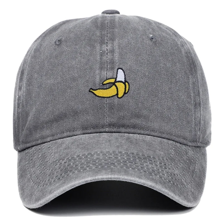 Gray Washed Cotton Banana Dad Cap front view
