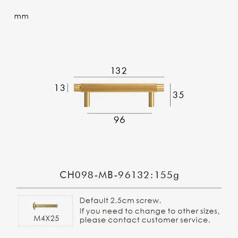 Textured Brass T-Bar Pull